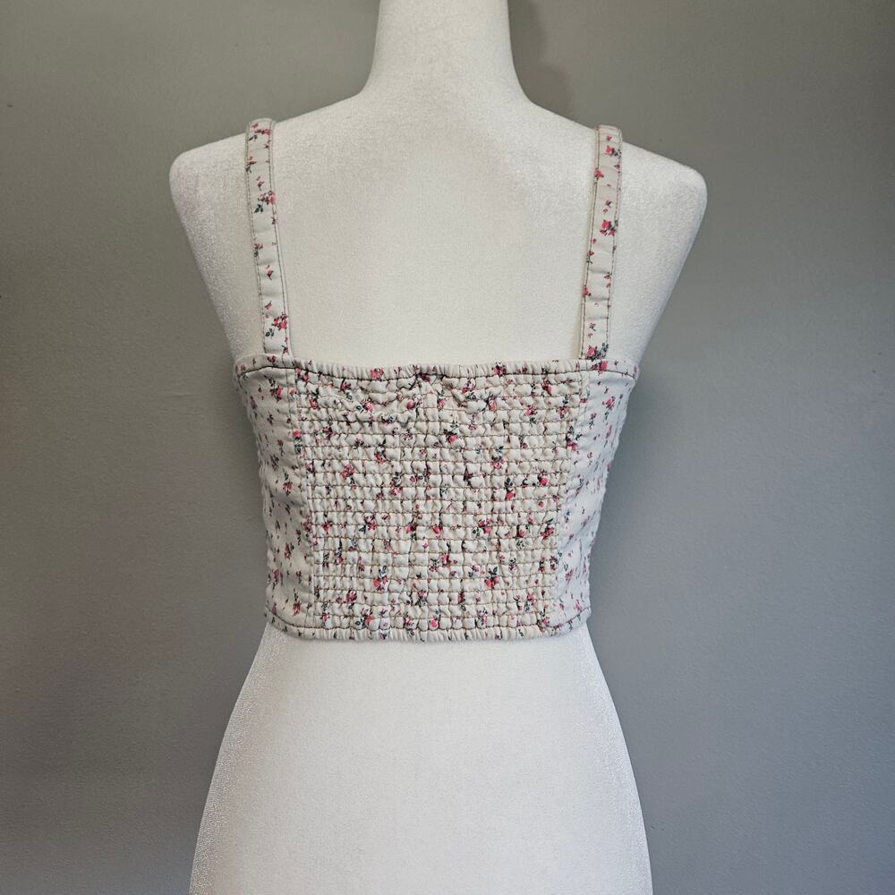 No Boundaries Womens‎ Tank White Dainty Floral Bustier Top Size M Feminine - Picture 4 of 12